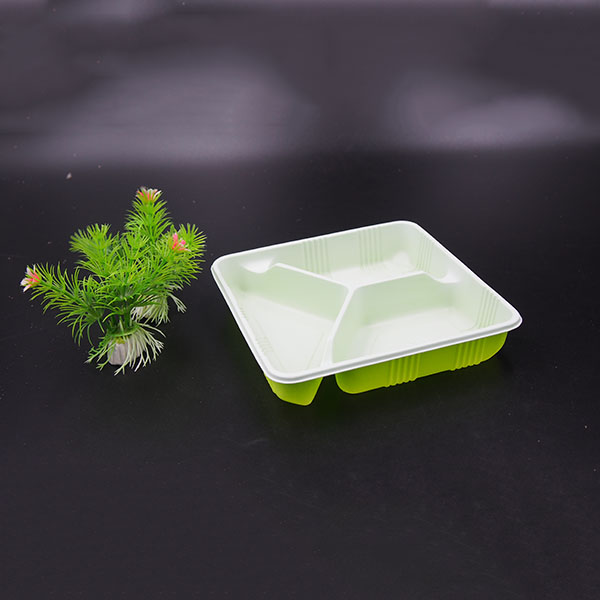三格绿白双色餐盒